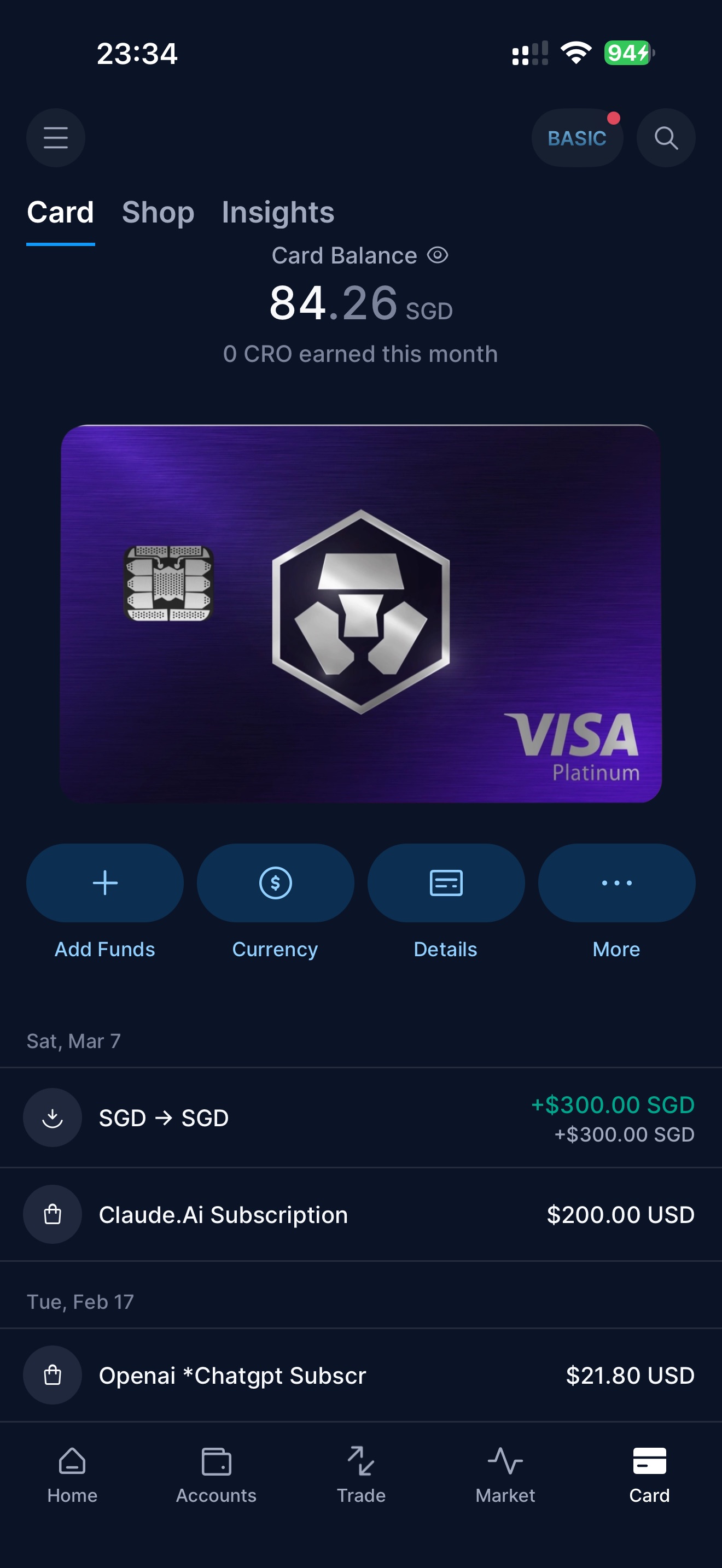 Crypto.com card app